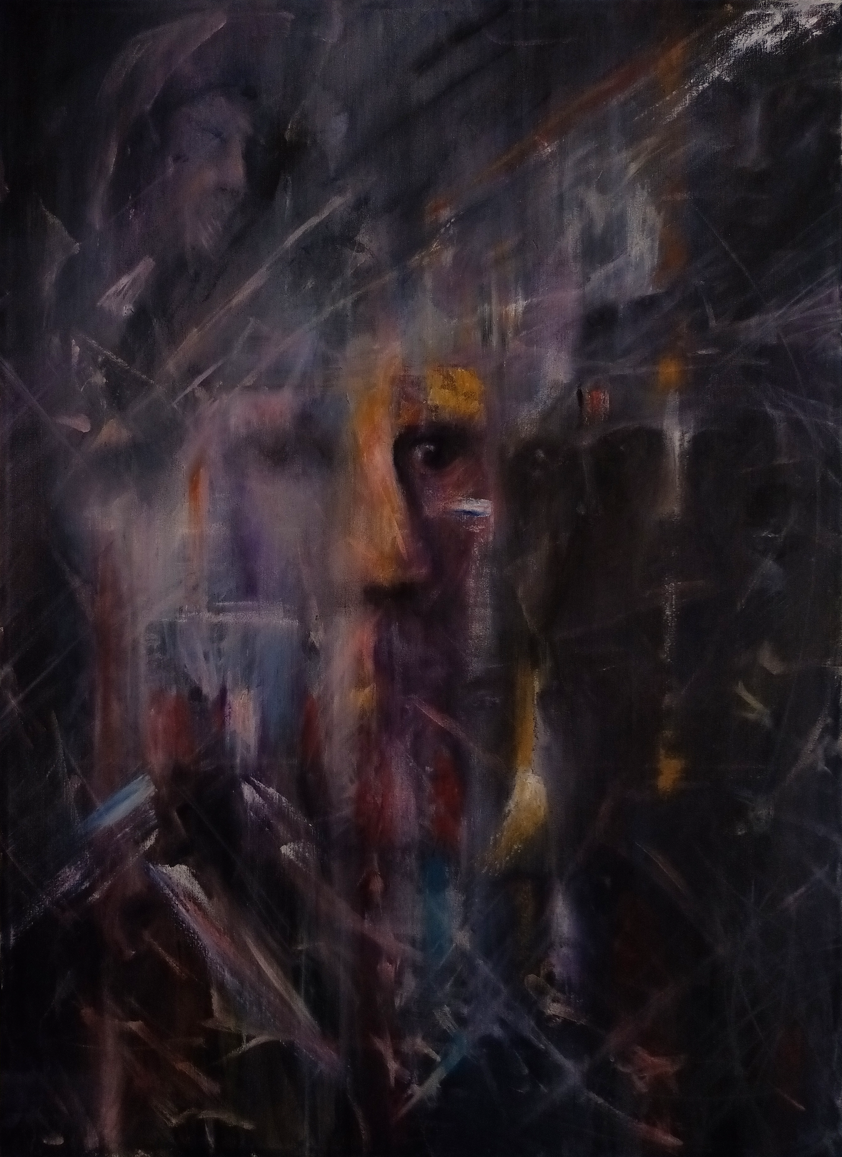 Abstract Oil Painting of hidden faces by Wilmien Myburgh - representing an art series of oil painting that in the making